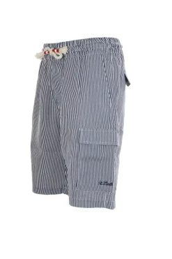 Bermuda in lino a righe con coulisse