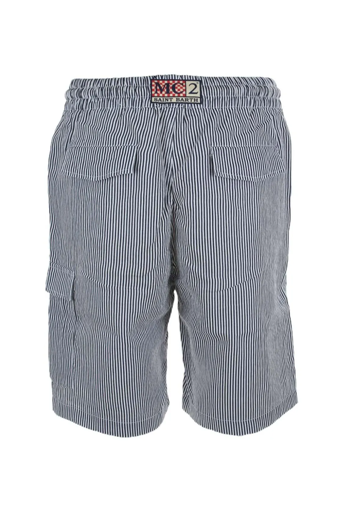 Bermuda in lino a righe con coulisse