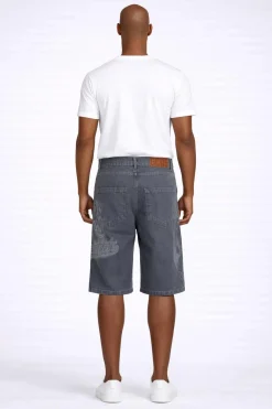Bermuda Uomo Denim con Stampa e Logo