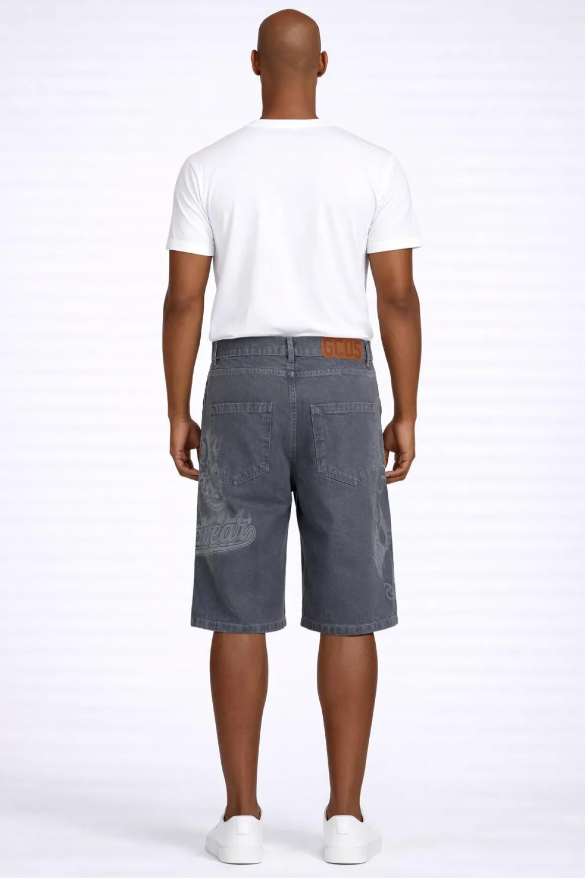 Bermuda Uomo Denim con Stampa e Logo