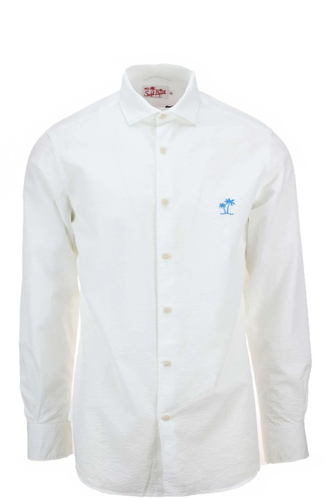 Camicia a righe in cotone seersucker