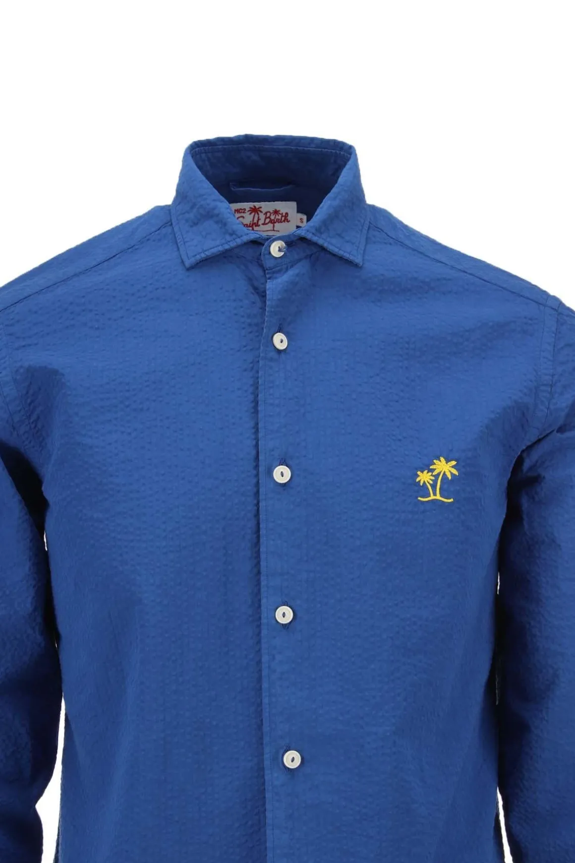 Camicia a righe in cotone seersucker