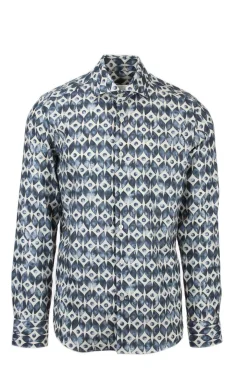 Camicia fantasia in tessuto tecnico