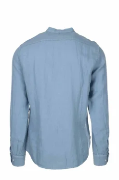 Camicia lino manica lunga collo coreana