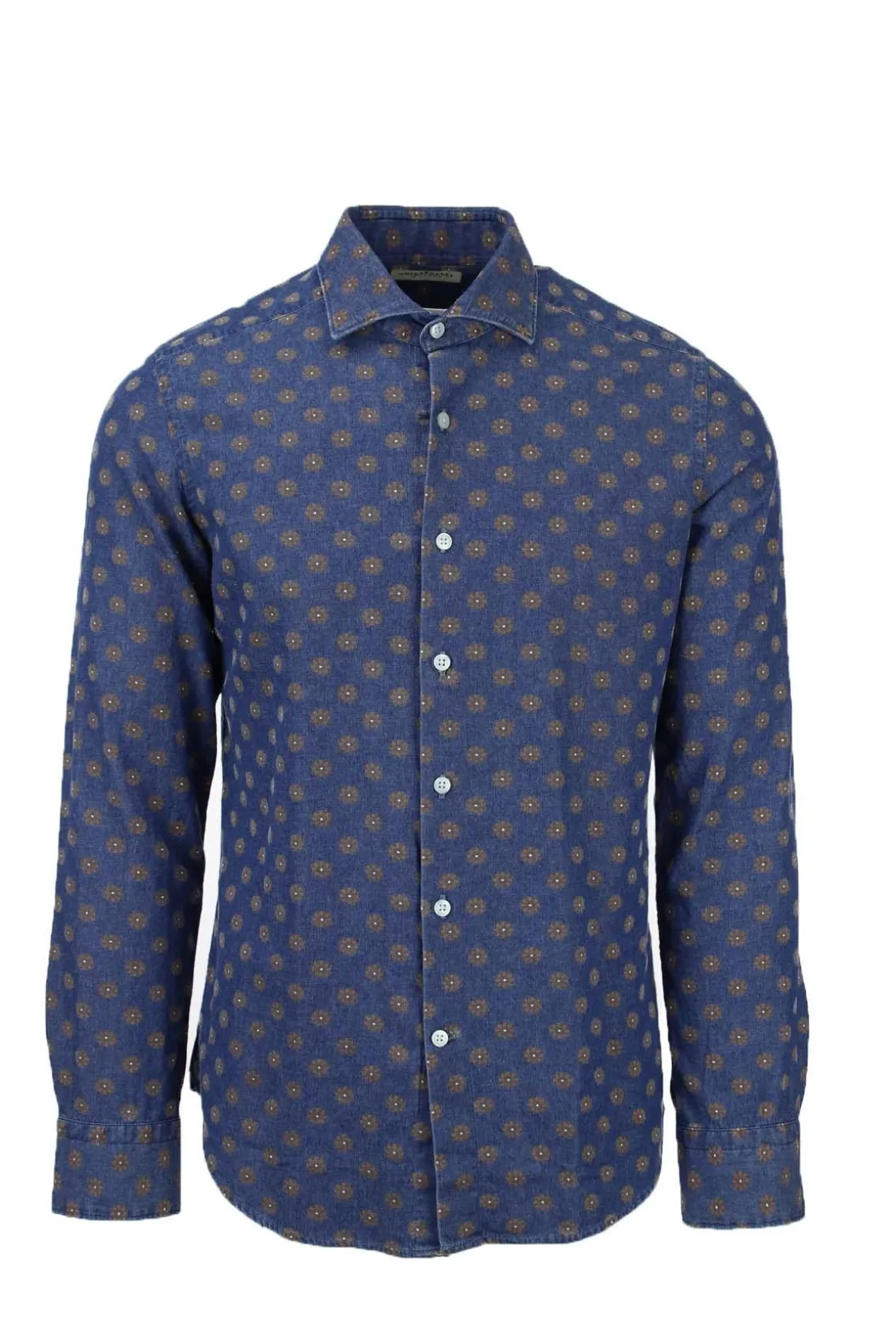 Camicia manica lunga cotone fantasia washed