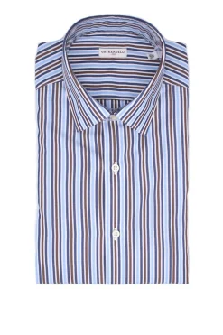 Camicia manica lunga in cotone a righe multicolor