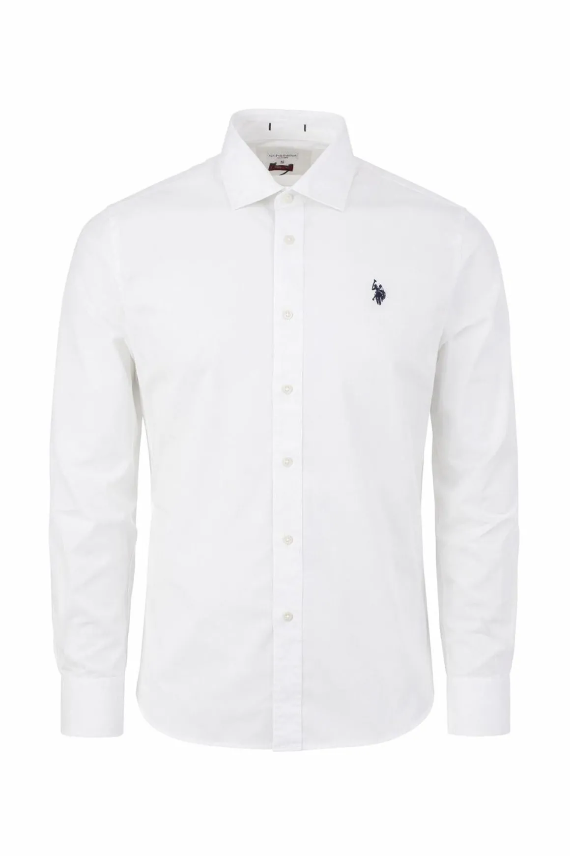 Camicia uomo cotone stretch con logo slim fit