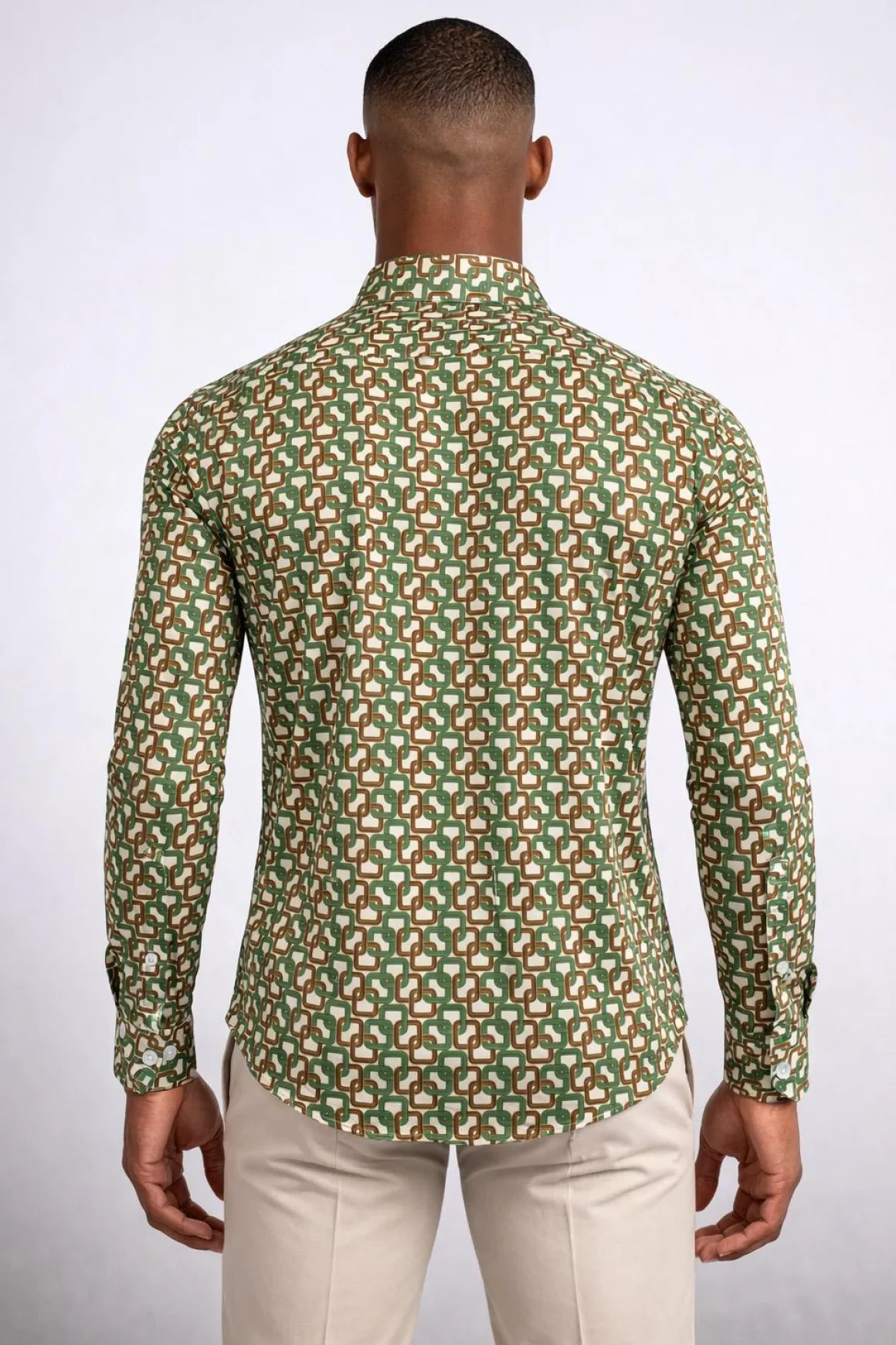 Camicia uomo fantasia geometrica slim fit in viscosa