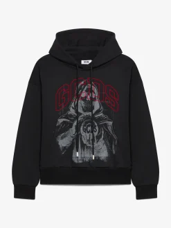 Felpa con cappuccio e stampa gotica