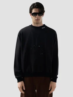 Felpa girocollo con logo in tinta effetto used