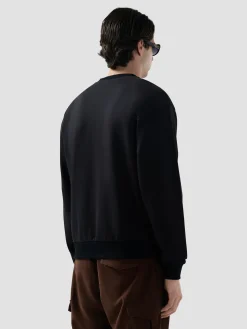 Felpa girocollo con logo in tinta effetto used