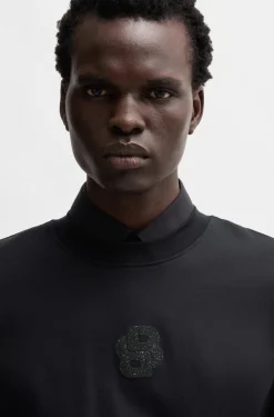 Felpa girocollo con logo glitterato