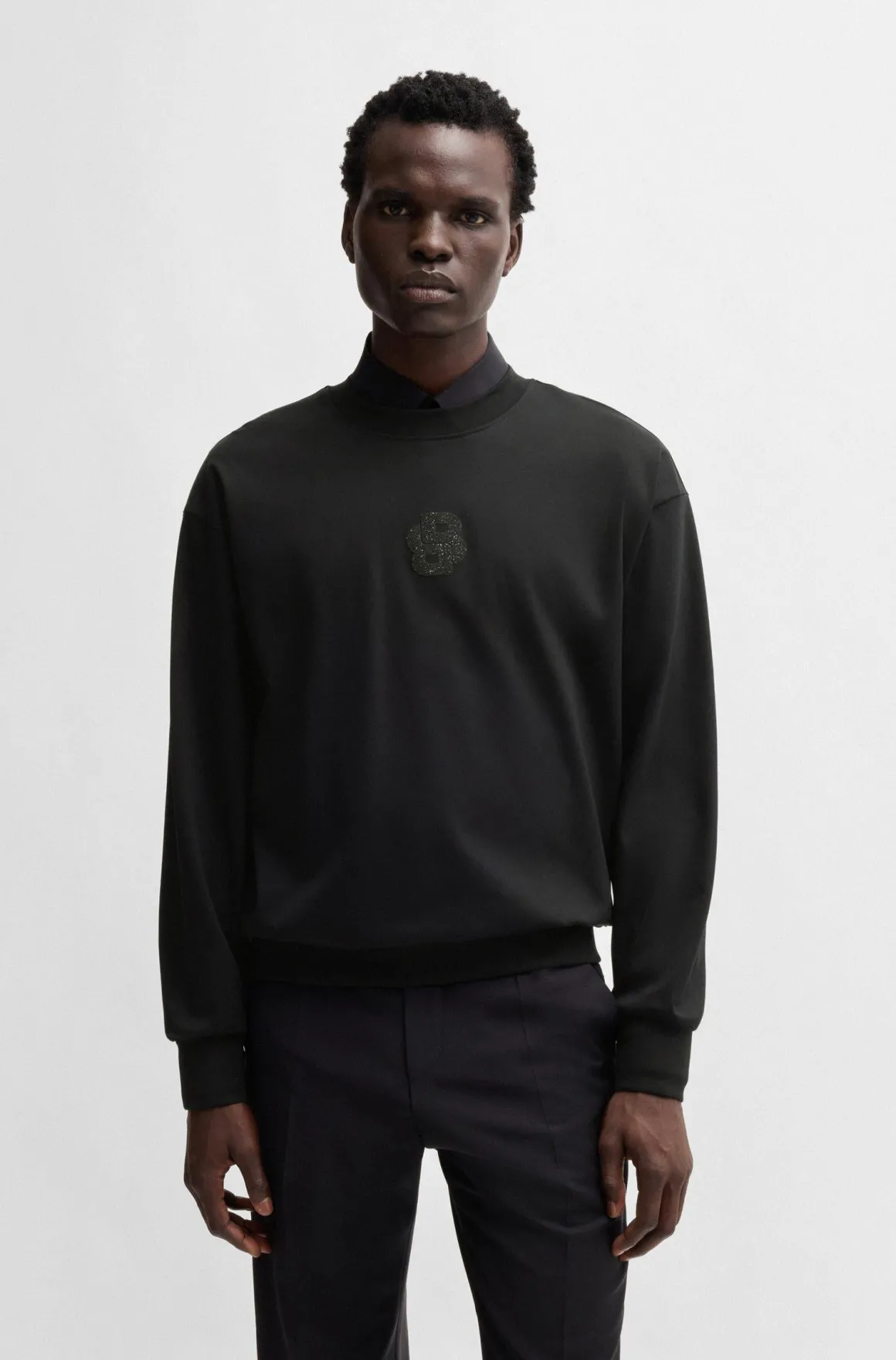 Felpa girocollo con logo glitterato