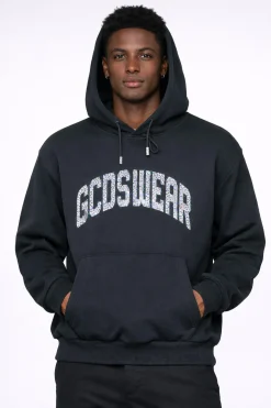 Felpa Hoodie GCDS Uomo con Logo Frontale Glitterato