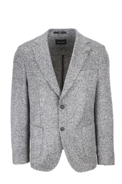 Giacca monopetto in tessuto stretch a quadri