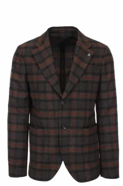 Giacca sfoderata in lana a quadri