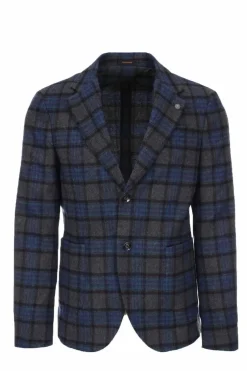 Giacca sfoderata in lana a quadri