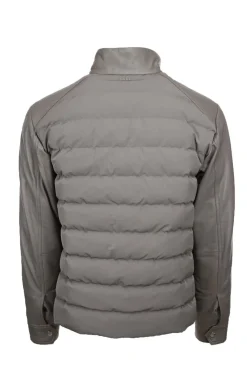 Giubbotto bomber in pelle e nylon imbottito