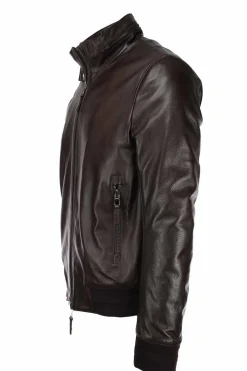 Giubbotto bomber in pelle collo aviatore