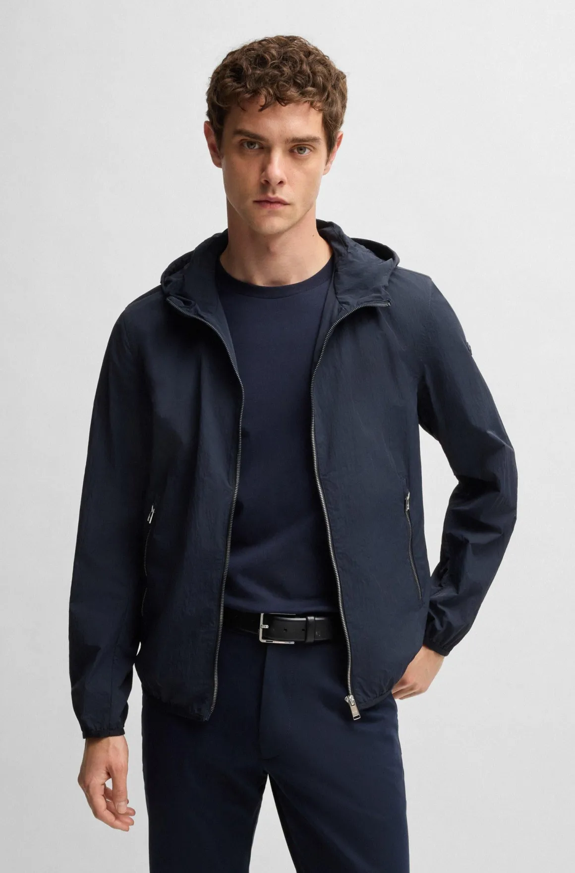 Giubbotto in nylon stropicciato con cappuccio