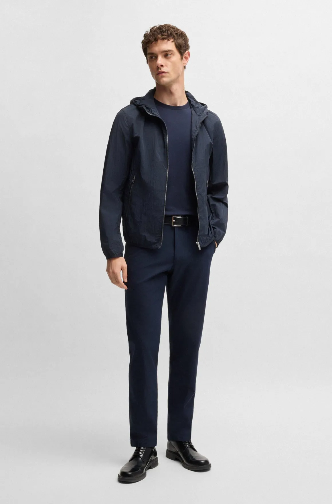 Giubbotto in nylon stropicciato con cappuccio