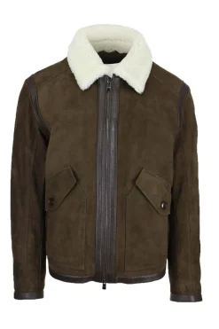 Giubbotto in pelle scamosciata collo aviatore