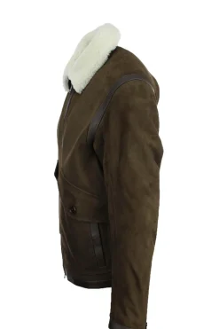 Giubbotto in pelle scamosciata collo aviatore