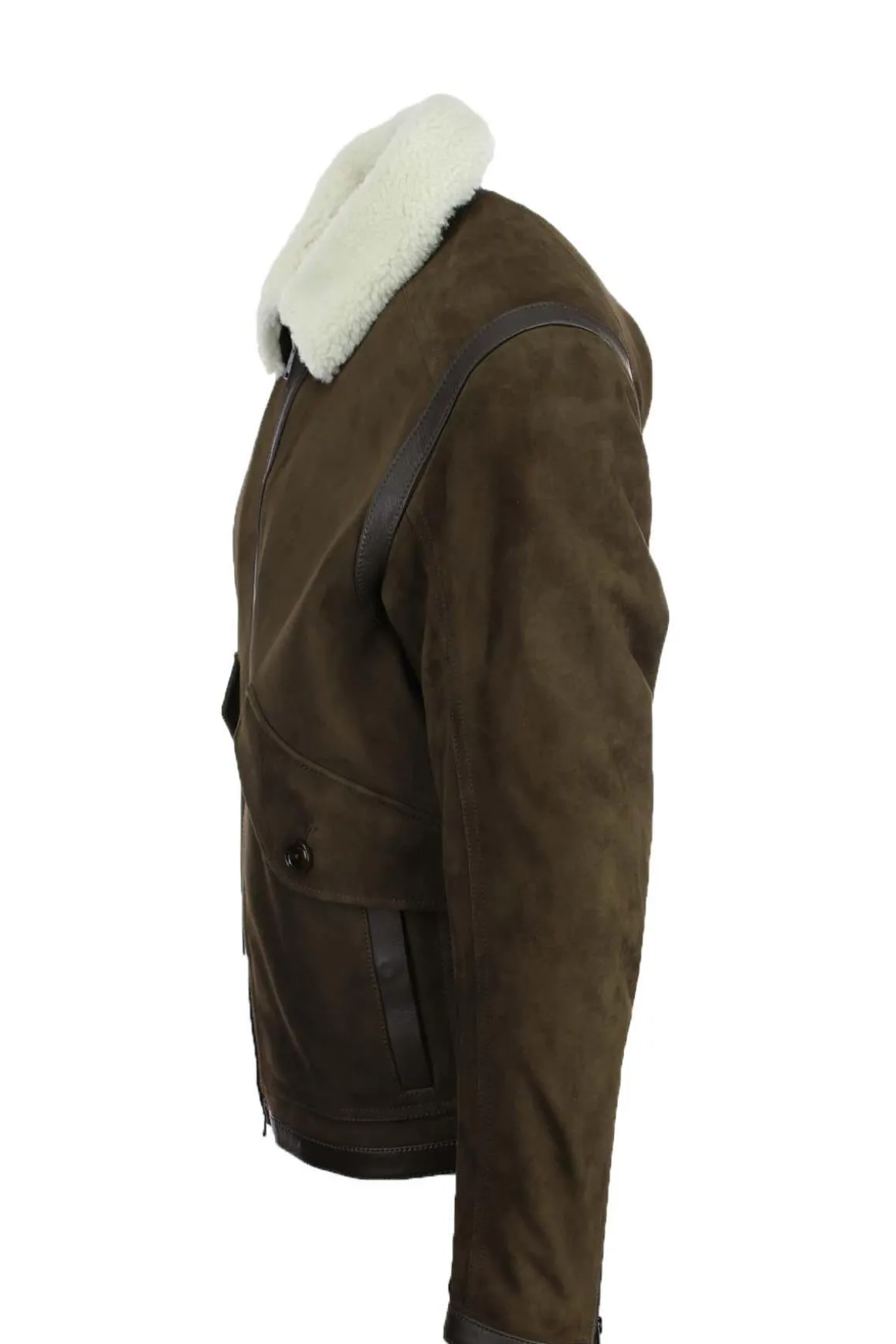 Giubbotto in pelle scamosciata collo aviatore