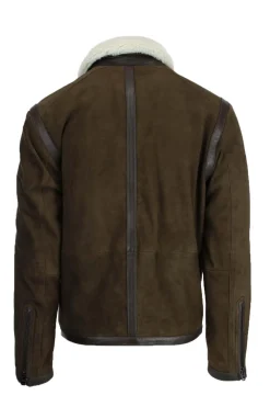 Giubbotto in pelle scamosciata collo aviatore