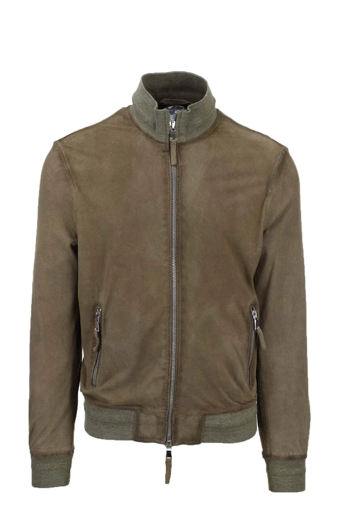 Giubbotto in pelle scamosciata microforata