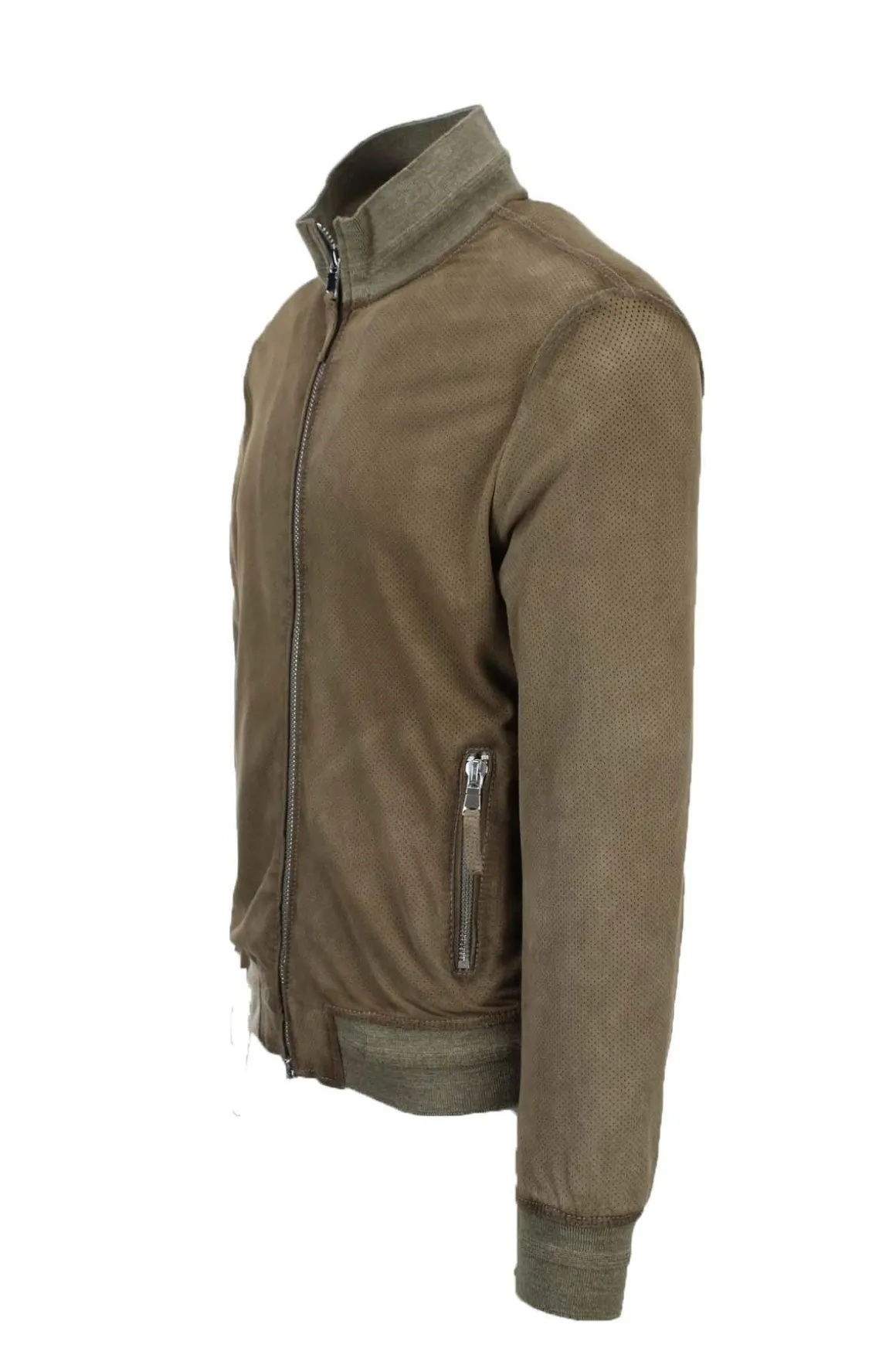 Giubbotto in pelle scamosciata microforata