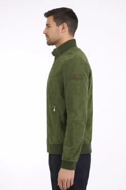 Giubbotto Uomo Sands in Suede Collo Alto Zip Argento