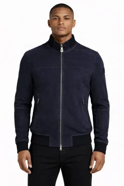 Giubbotto Uomo Sands in Suede Collo Alto Zip Argento