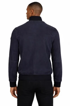 Giubbotto Uomo Sands in Suede Collo Alto Zip Argento