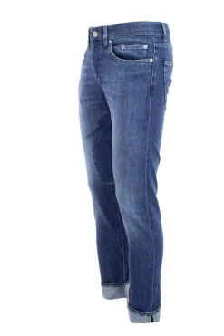 Jeans denim 5 tasche con toppe