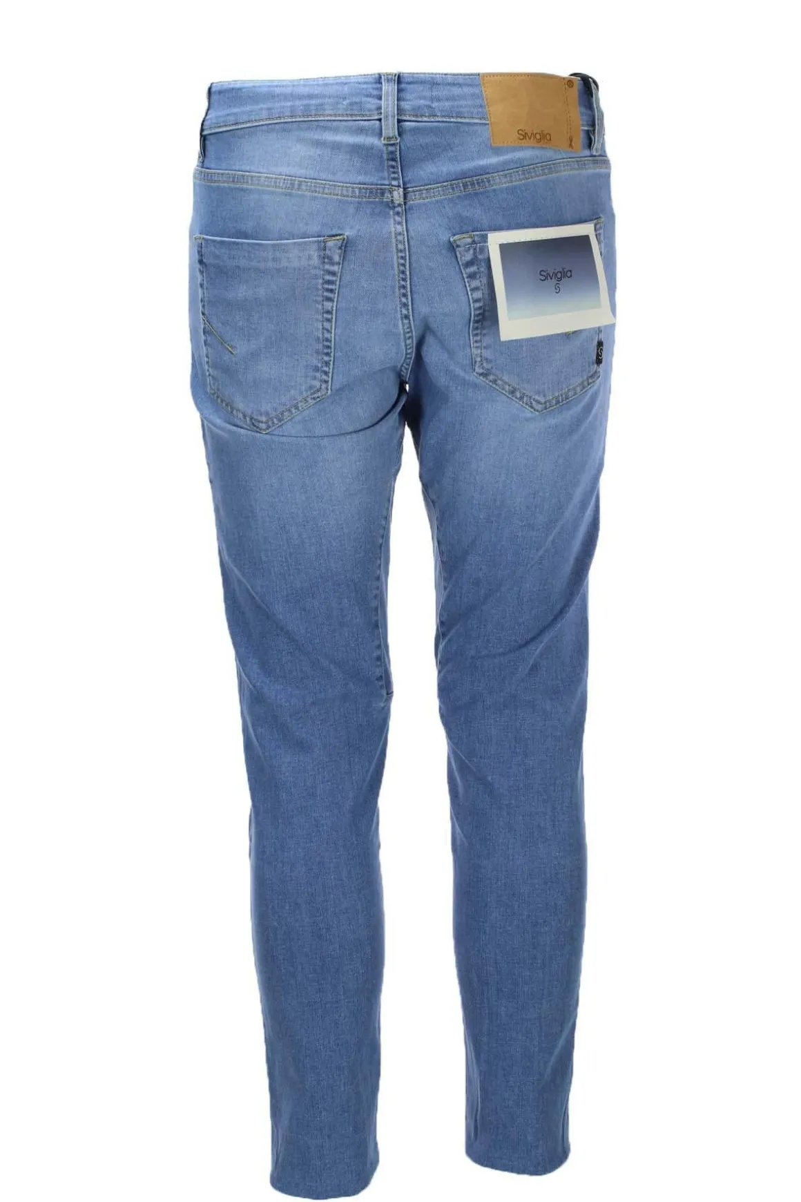 Jeans denim 5 tasche con toppe in tinta