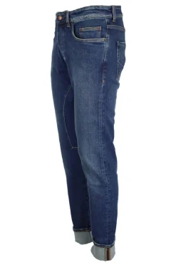 Jeans denim 5 tasche con toppe