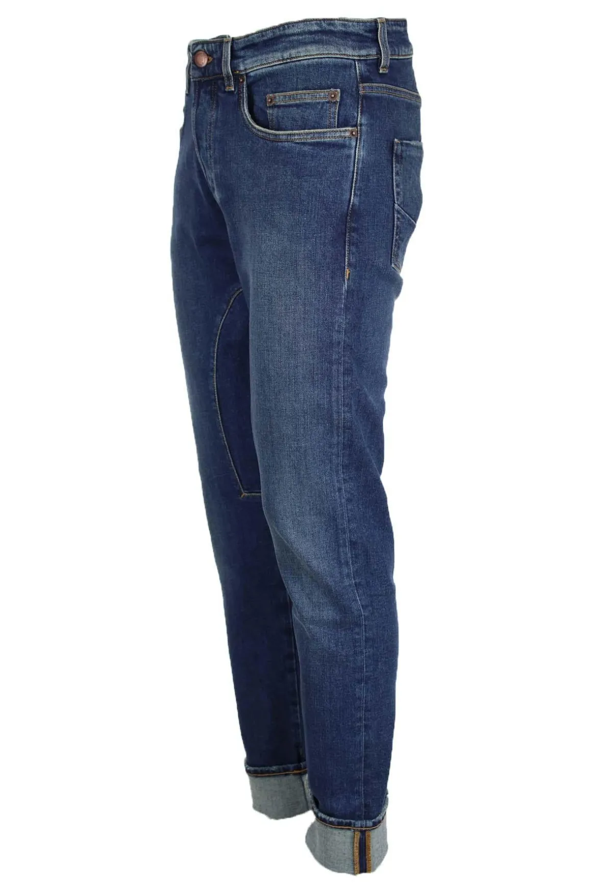 Jeans denim 5 tasche con toppe