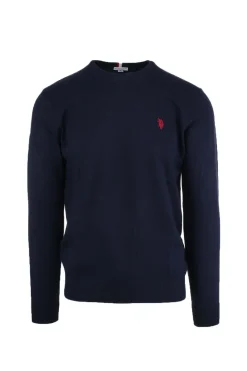 Maglia girocollo in cotone e cachemire con logo