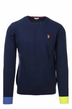 Maglia girocollo in cotone con contrasti.