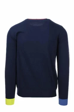 Maglia girocollo in cotone con contrasti.