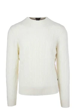 Maglia girocollo in lana trecce