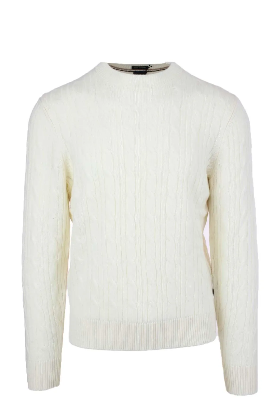 Maglia girocollo in lana trecce