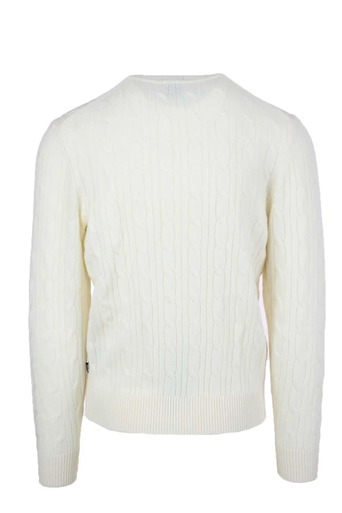 Maglia girocollo in lana trecce