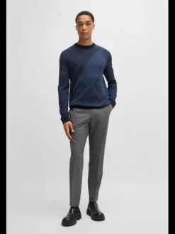 Maglia girocollo in lana jacquard bicolore