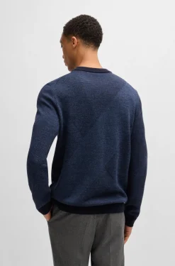 Maglia girocollo in lana jacquard bicolore