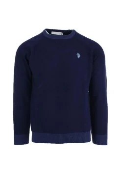 Maglia girocollo in lana bicolore