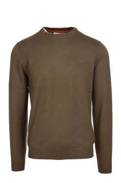 Maglia girocollo in lana e cotone