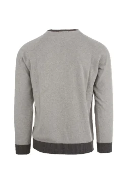 Maglia girocollo in lana bicolore