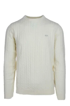 Maglia girocollo in lana a trecce